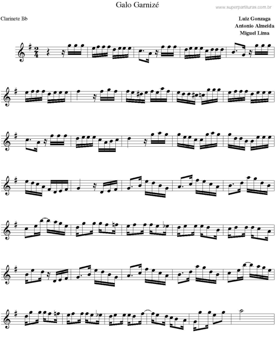 Partitura da música Galo Garnizé