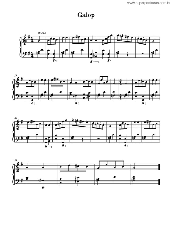 Partitura da música Galop