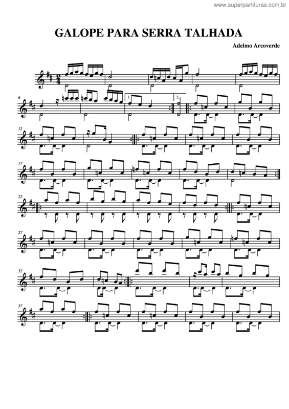 Partitura da música Galope para Serra Talhada