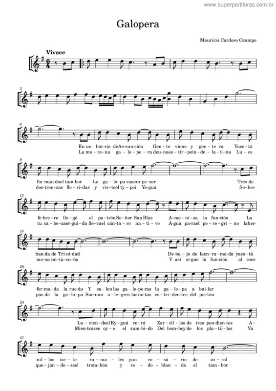 Partitura da música Galopera v.2