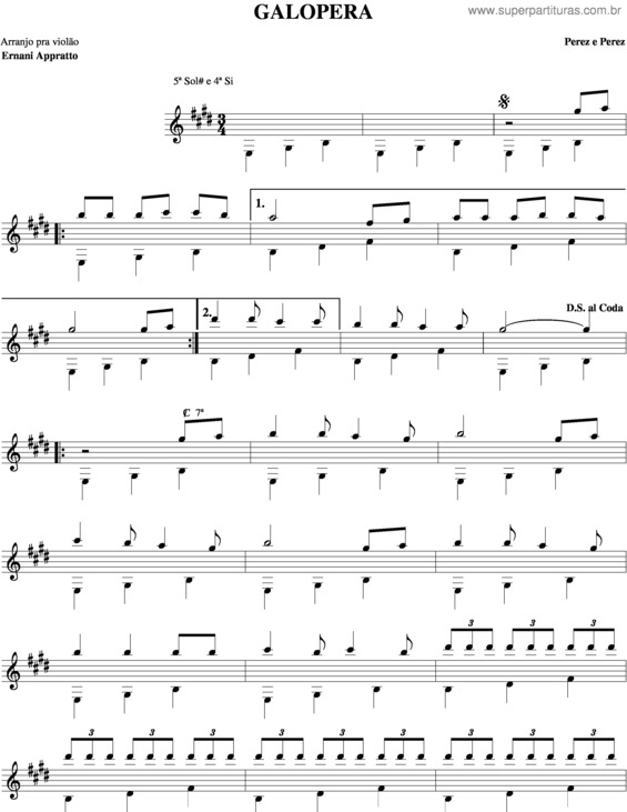 Partitura da música Galopera