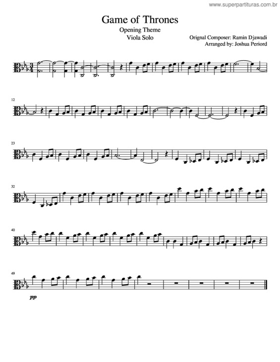 Partitura da música Game Of Thrones v.6