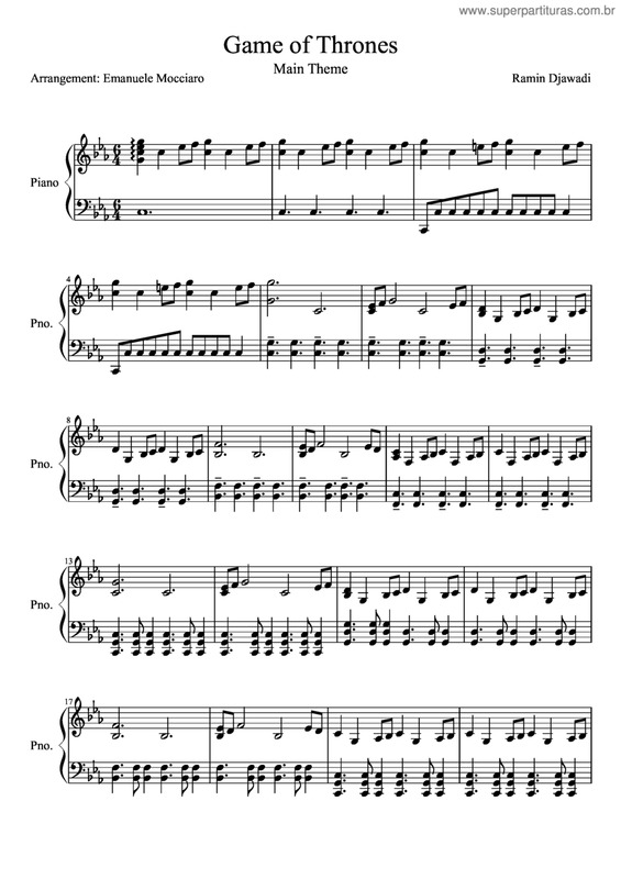 Partitura da música Game Of Thrones