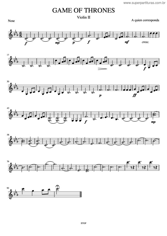 Partitura da música Game Of Thronesv2