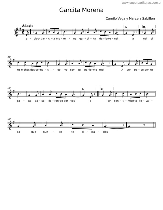 Partitura da música Garcita Morena