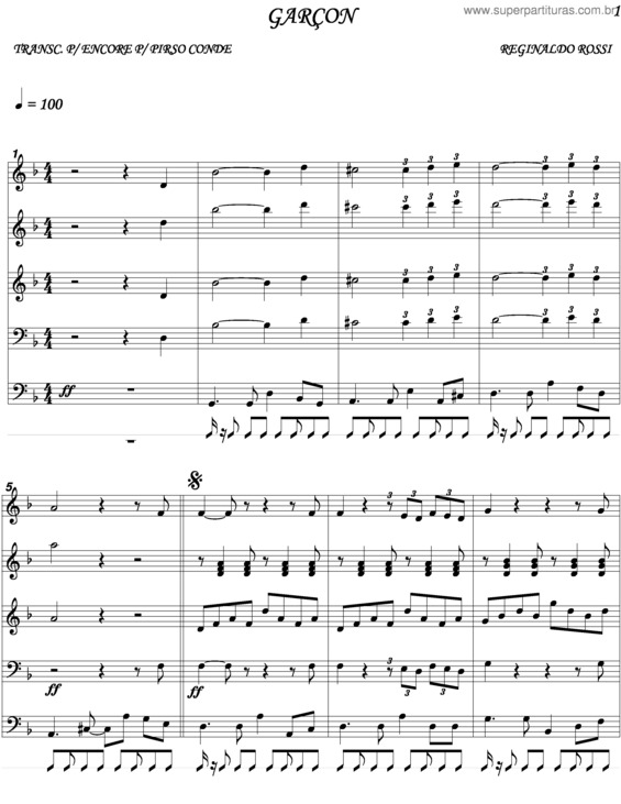 Partitura da música Garçon