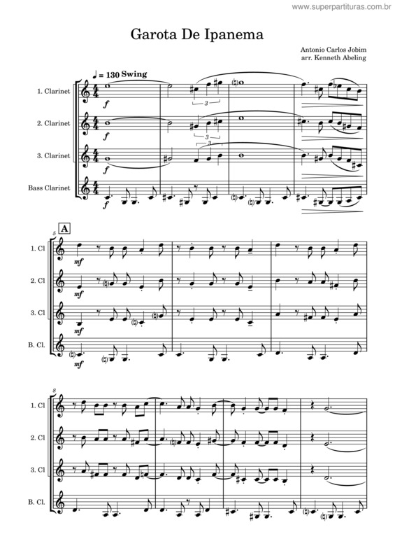 Partitura da música Garota De Ipanema – Antônio Carlos Jobim v.3