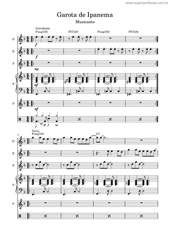 Partitura da música Garota De Ipanema – Musicanto 2024