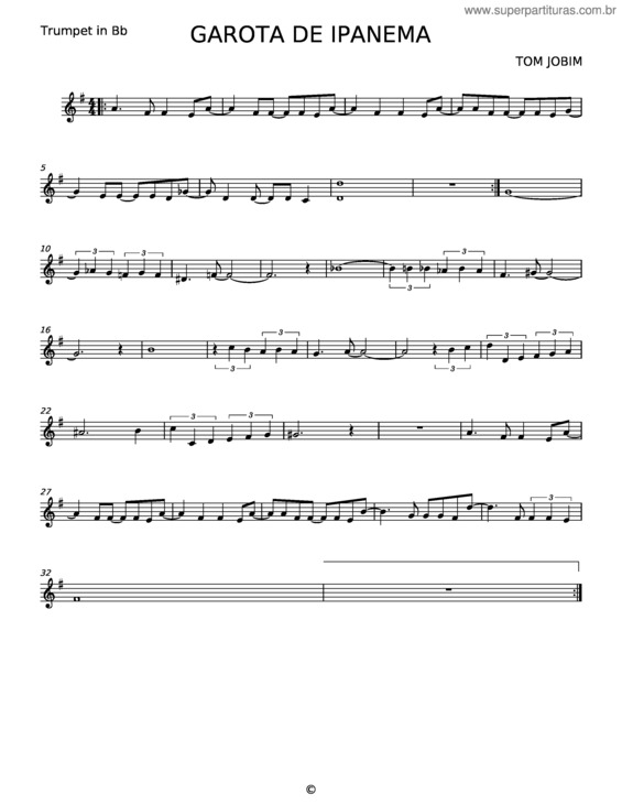 Partitura da música Garota De Ipanema – Tom Jobim E Chico Buarque v.2