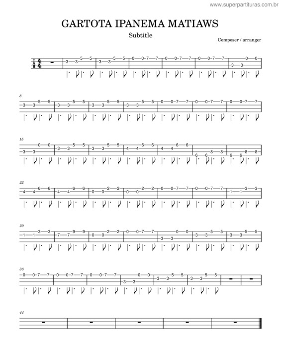 Partitura da música Garota De Ipanema –Nataias