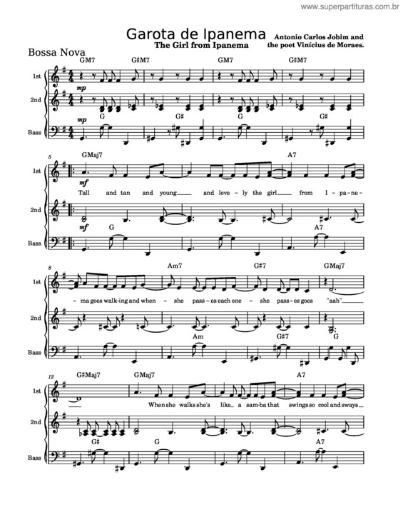 Partitura da música Garota De Ipanema Musescore Band