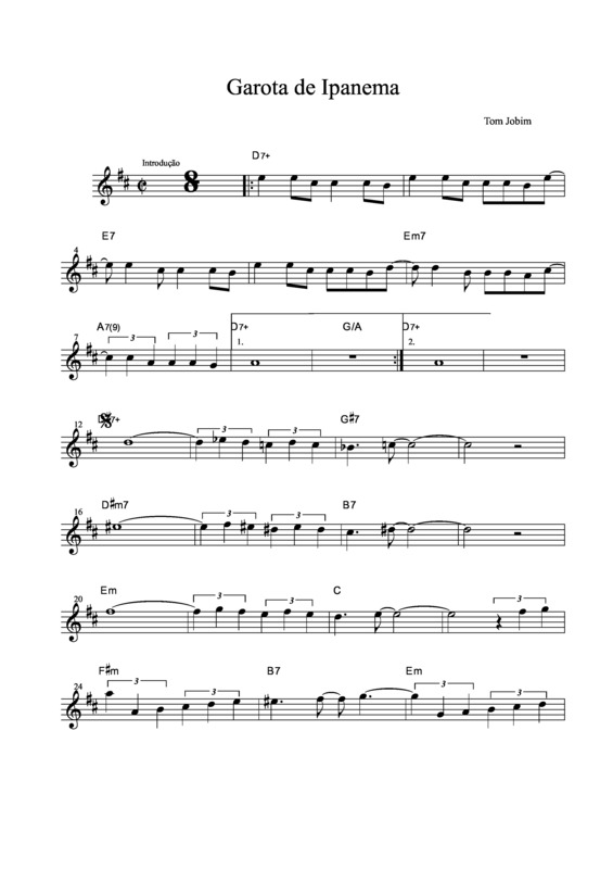 Partitura da música Garota de Ipanema v.15