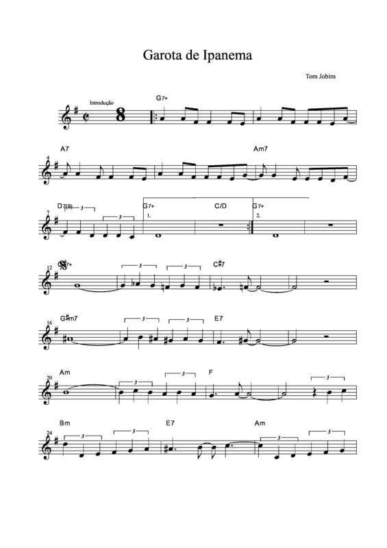 Partitura da música Garota de Ipanema v.17