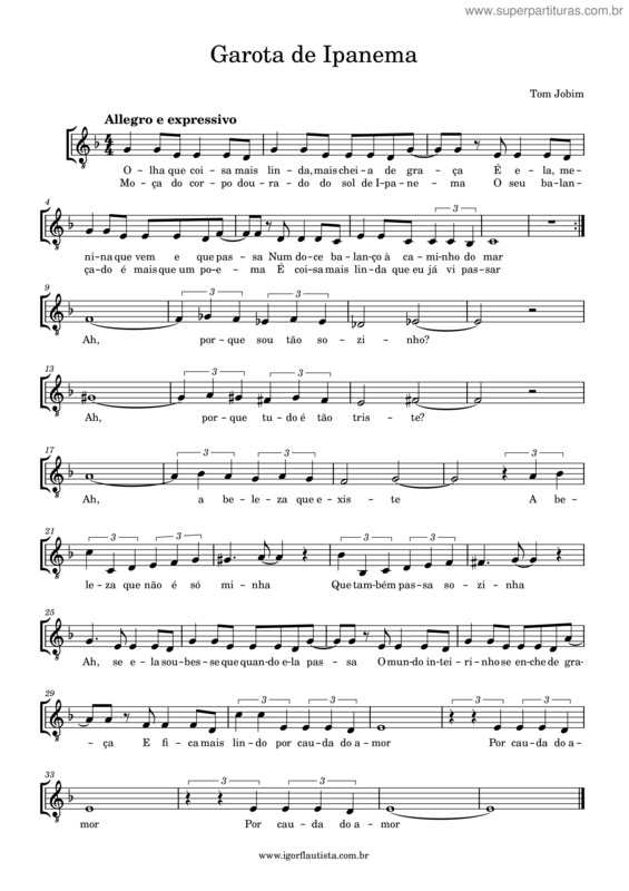 Partitura da música Garota De Ipanema v.24