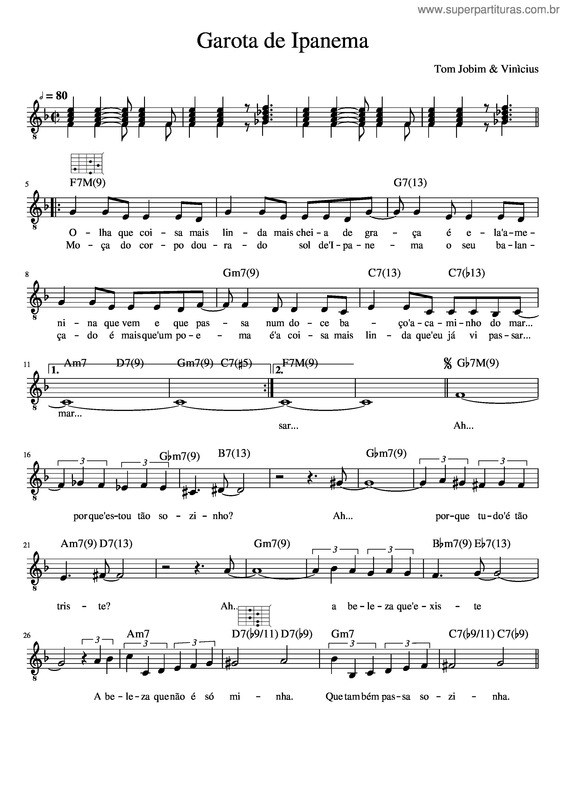Partitura da música Garota De Ipanema v.28
