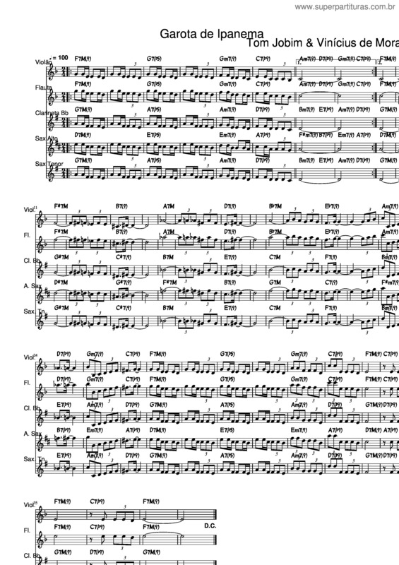 Partitura da música Garota De Ipanema v.30