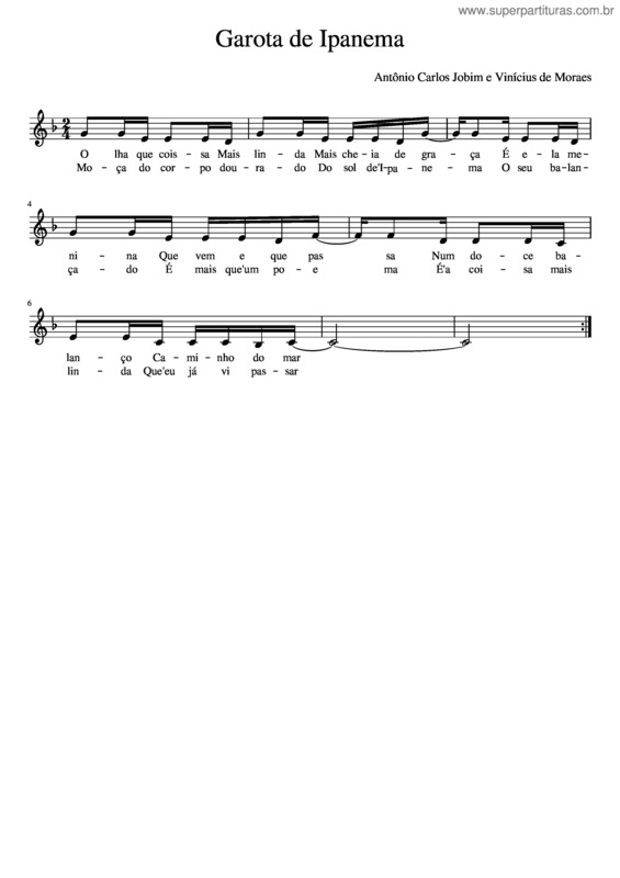 Partitura da música Garota De Ipanema v.34