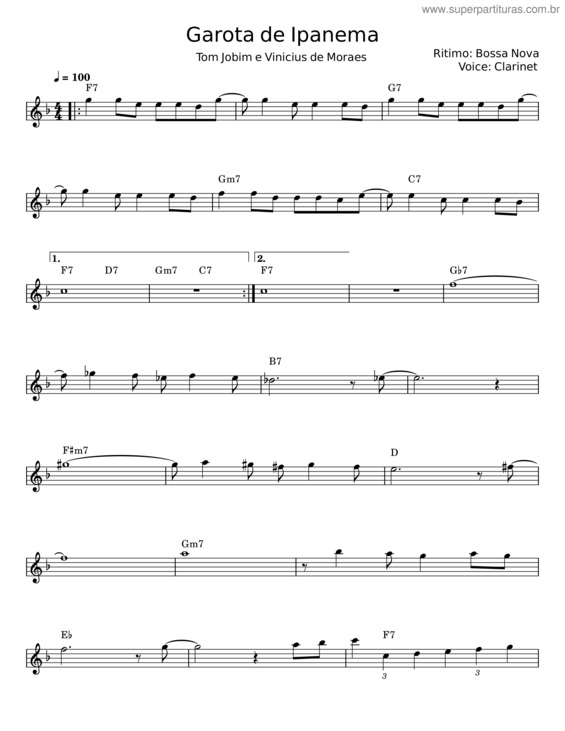 Partitura da música Garota De Ipanema v.38