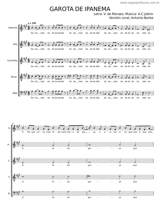 Partitura da música Garota De Ipanema v.39
