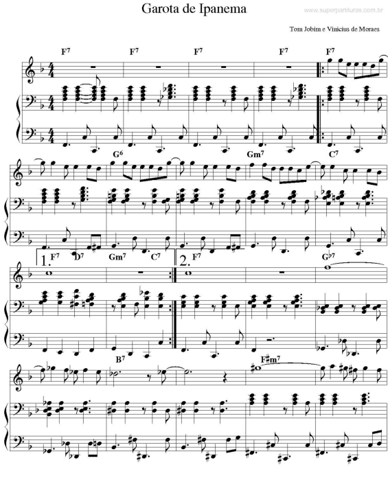 Partitura da música Garota De Ipanema v.4