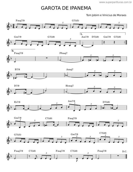 Partitura da música Garota De Ipanema v.42