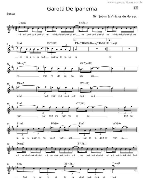 Partitura da música Garota De Ipanema v.44