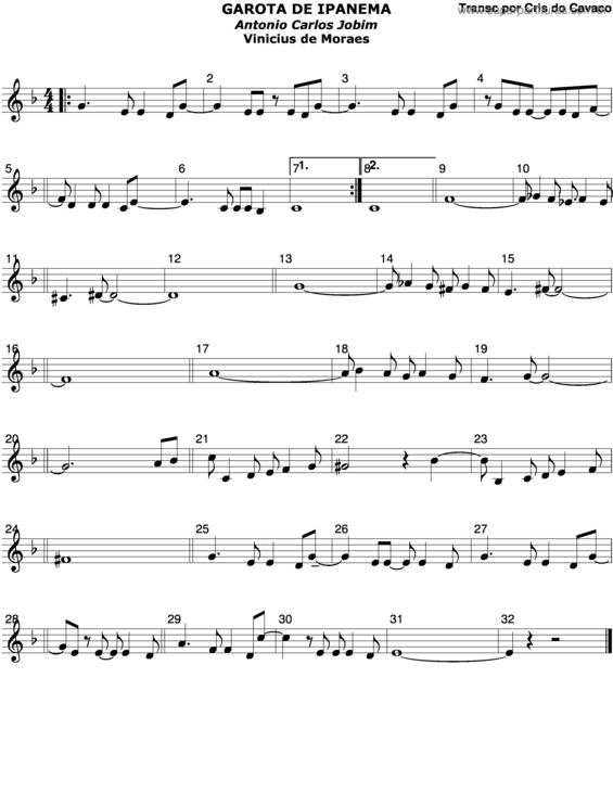 Partitura da música Garota De Ipanema v.8