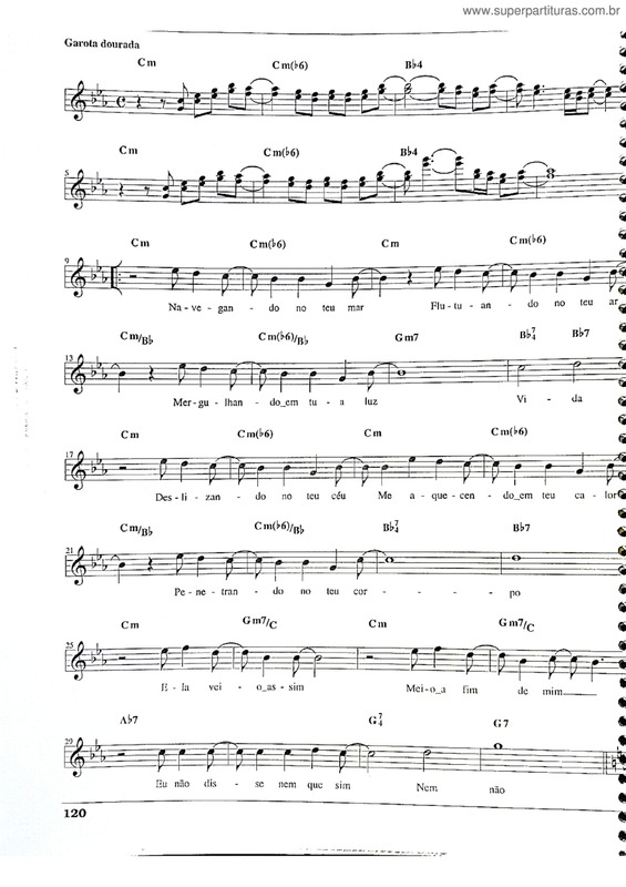 Partitura da música Garota Dourada