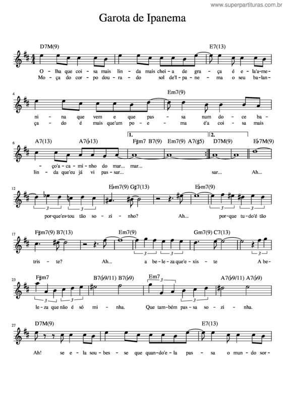 Partitura da música Garota_De_Ipanema