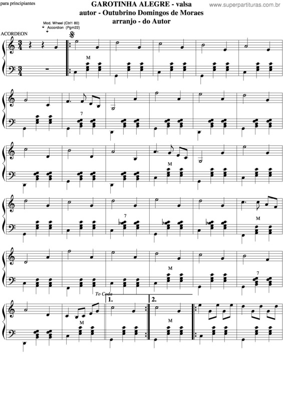 Partitura da música Garotinha Alegre v.2