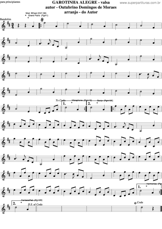 Partitura da música Garotinha Alegre v.3