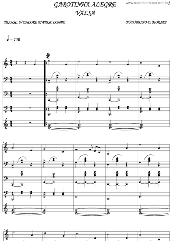 Partitura da música Garotinha Alegre