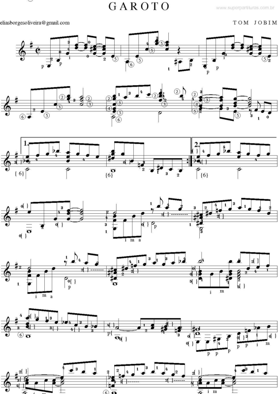 Partitura da música Garoto