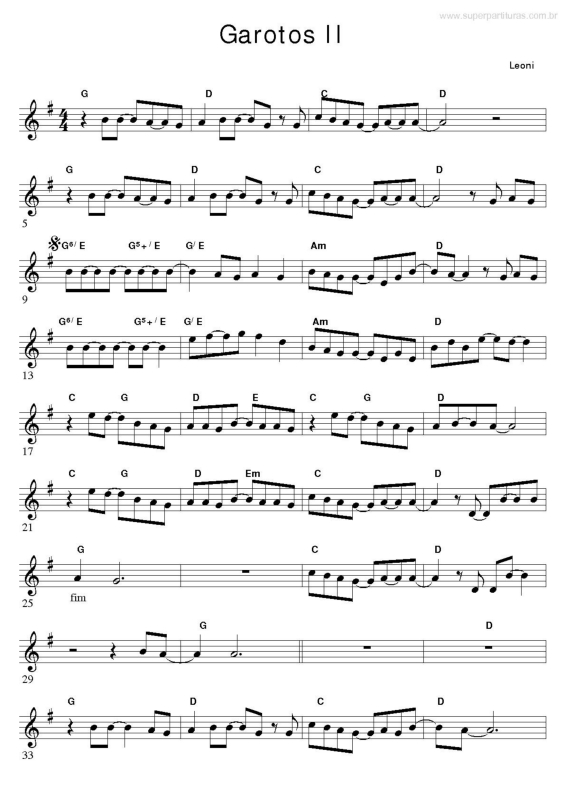 Partitura da música Garotos II