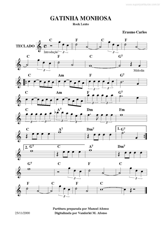 Partitura da música Gatinha Manhosa v.2