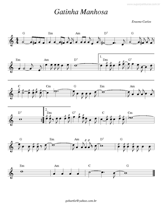 Partitura da música Gatinha Manhosa v.4