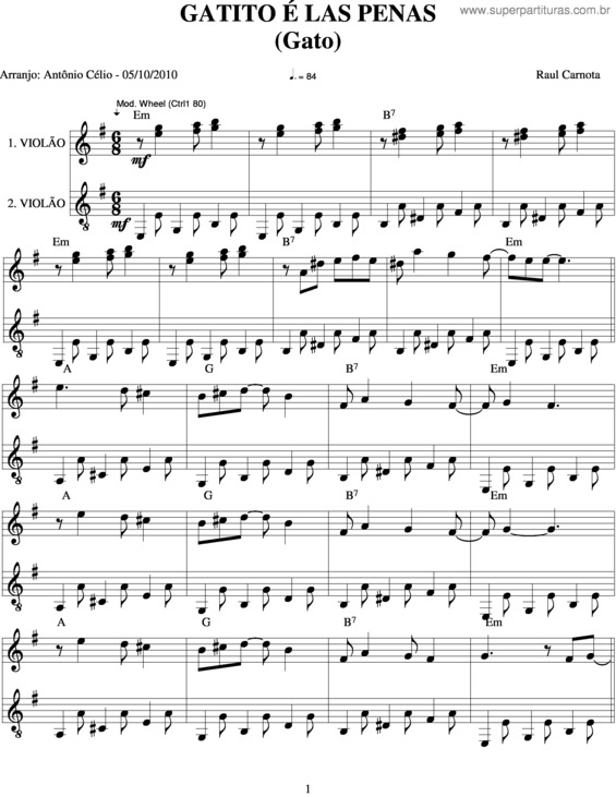 Partitura da música Gatito É Las Penas