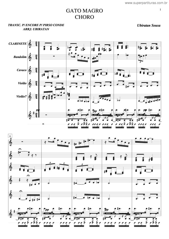 Partitura da música Gato Magro v.2