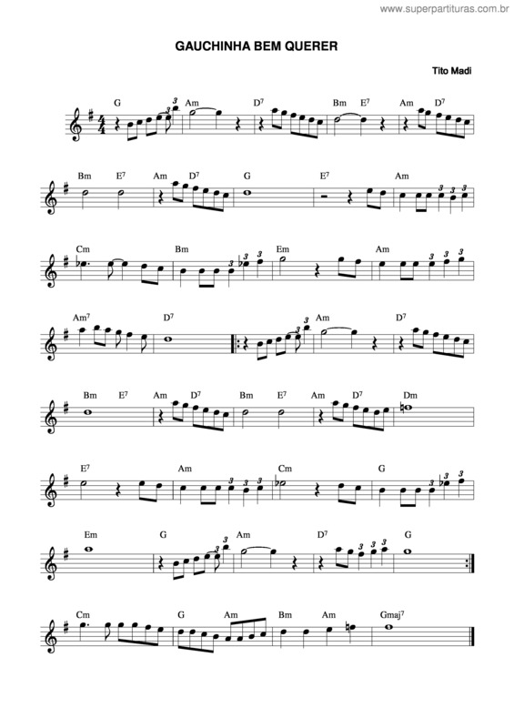 Partitura da música Gauchinha Bem Querer v.2