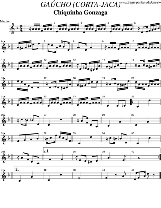 Partitura da música Gaucho Corta Jaca v.2