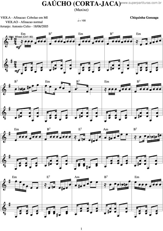 Partitura da música Gaucho Corta Jaca v.4