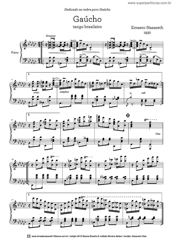Partitura da música Gaúcho v.2