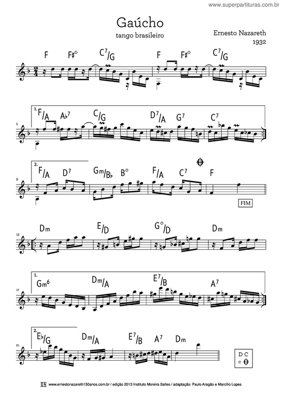 Partitura da música Gaúcho