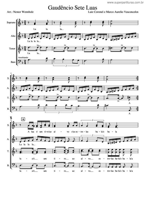 Partitura da música Gaudêncio Sete Luas – Luiz Coronel E Marco Aurelio Vasconcelos