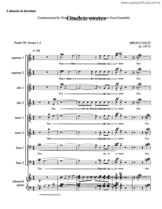 Partitura da música Gaudete Omnes