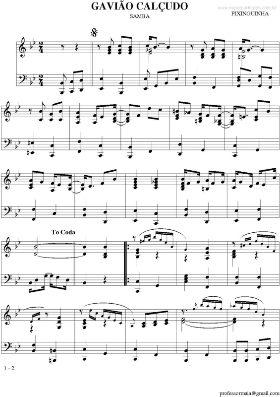 Partitura da música Gavião Calçudo