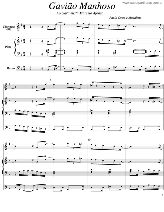 Partitura da música Gavião Manhoso