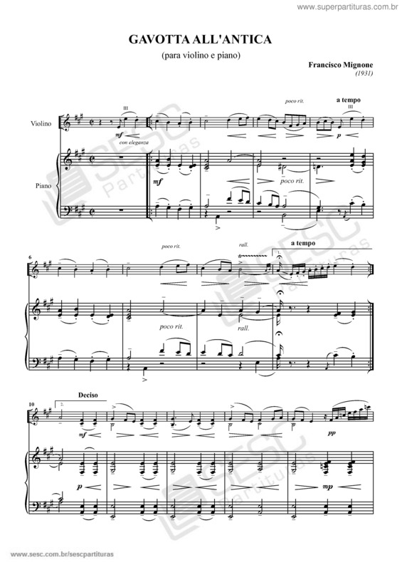 Partitura da música Gavota All`antica