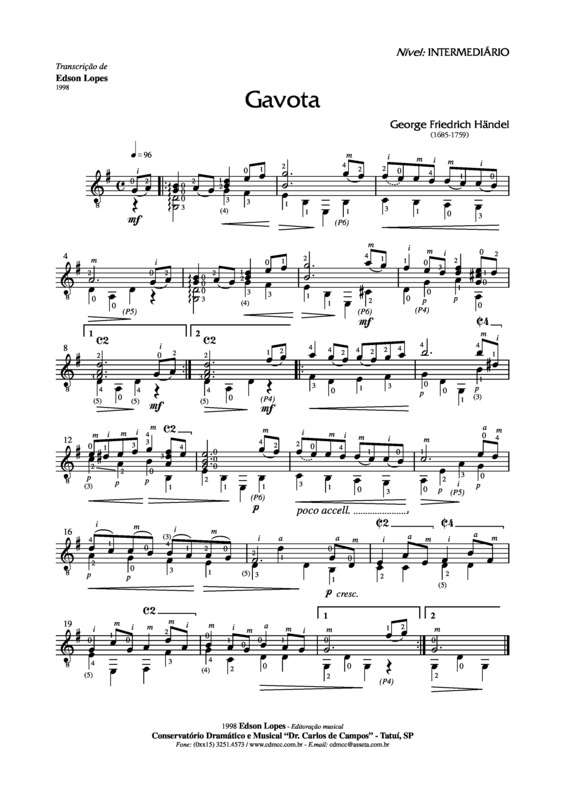 Partitura da música Gavota v.5