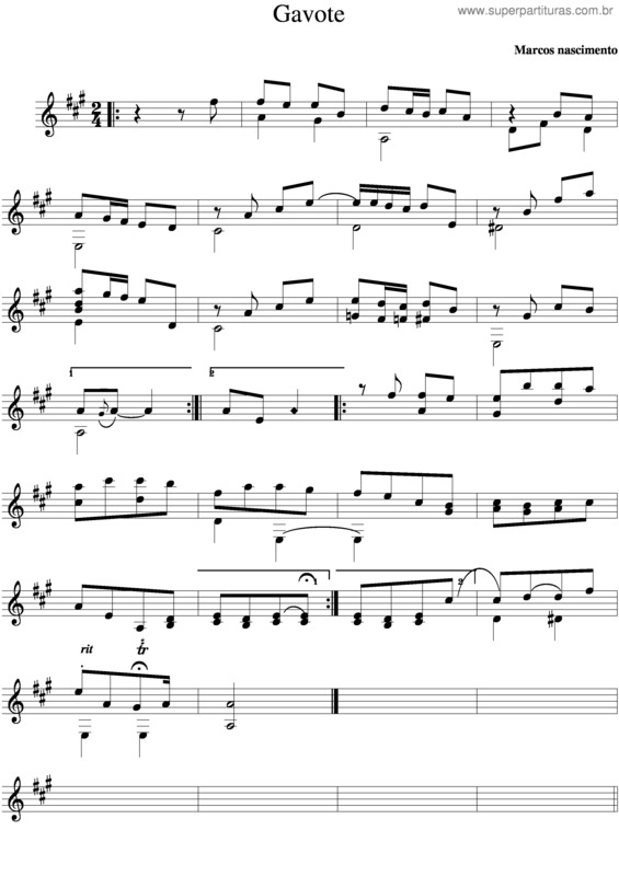 Partitura da música Gavote v.2